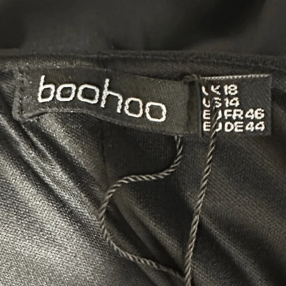 Boohoo Black Double Layer Batwing Midi Dress Tie Waist 14 - Picture 3 of 4